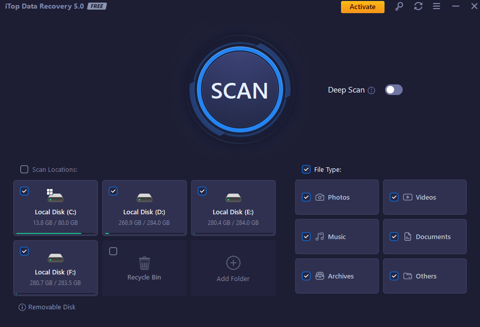 iTop Data Recovery Screenshot