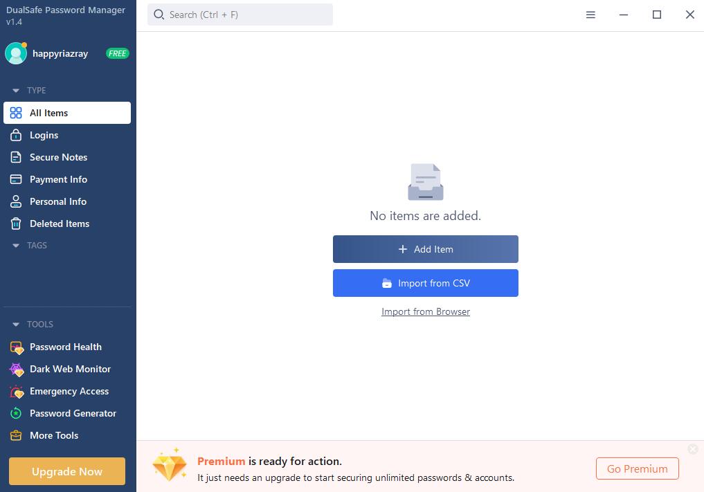 DualSafe Password Manager freeware screenshot
